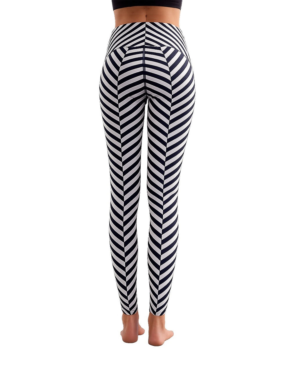 teeki Black & White Chevron High-Waist Leggings Small